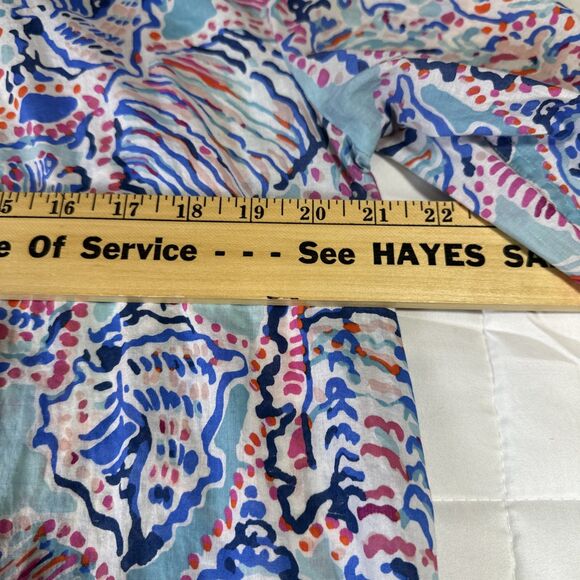 Lilly Pulitzer Shell Me About It Button Down Tunic Pink Blue Pockets Large - Picture 8 of 12